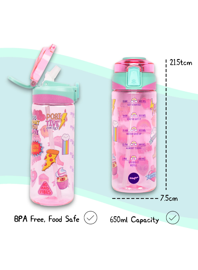 Fringoo - Locked Straw Bottle 650ml - Girls World