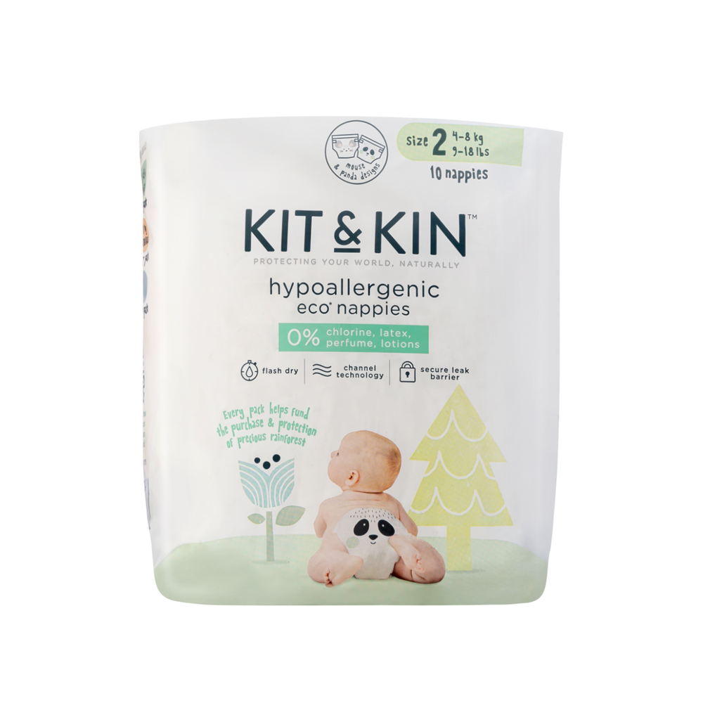 Kit & Kin - Hypoallergenic Eco Nappies - Size 2 - 4-8 kg - 10 Pcs