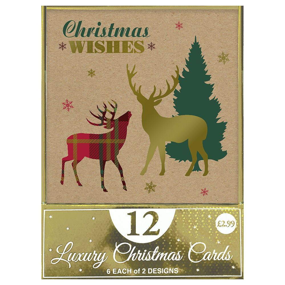 يوروراب - بطاقات فاخرة أمنيات عيد الميلاد بنقشة ترتان - عدد 12