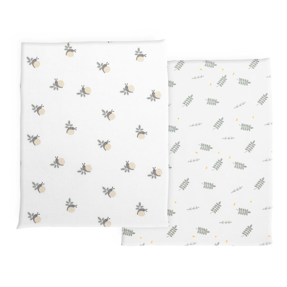 Chicco - Bamboo Fitted Sheet Set For Next2Me Crib - Greenery - 2 Pcs