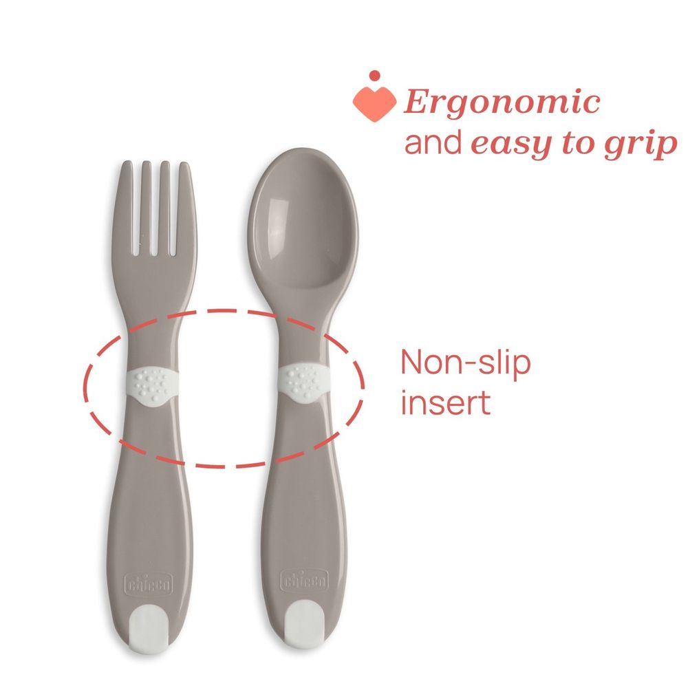شيكو - أدوات المائدة الأولى - رمادي - 12 شهر+