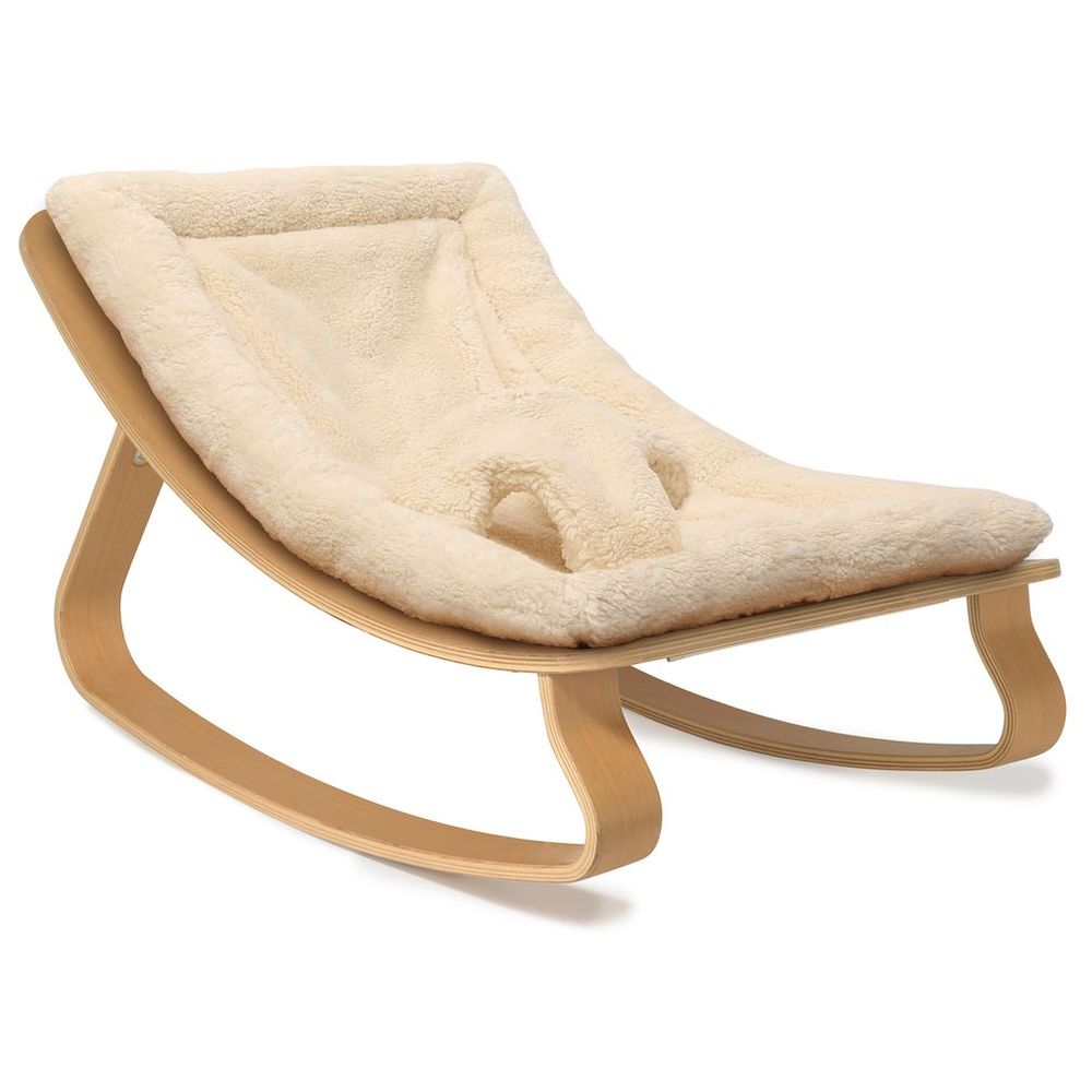 تشارلي كرين - كرسي هزاز للأطفال ليفو - خشب زان - فرو ميلك