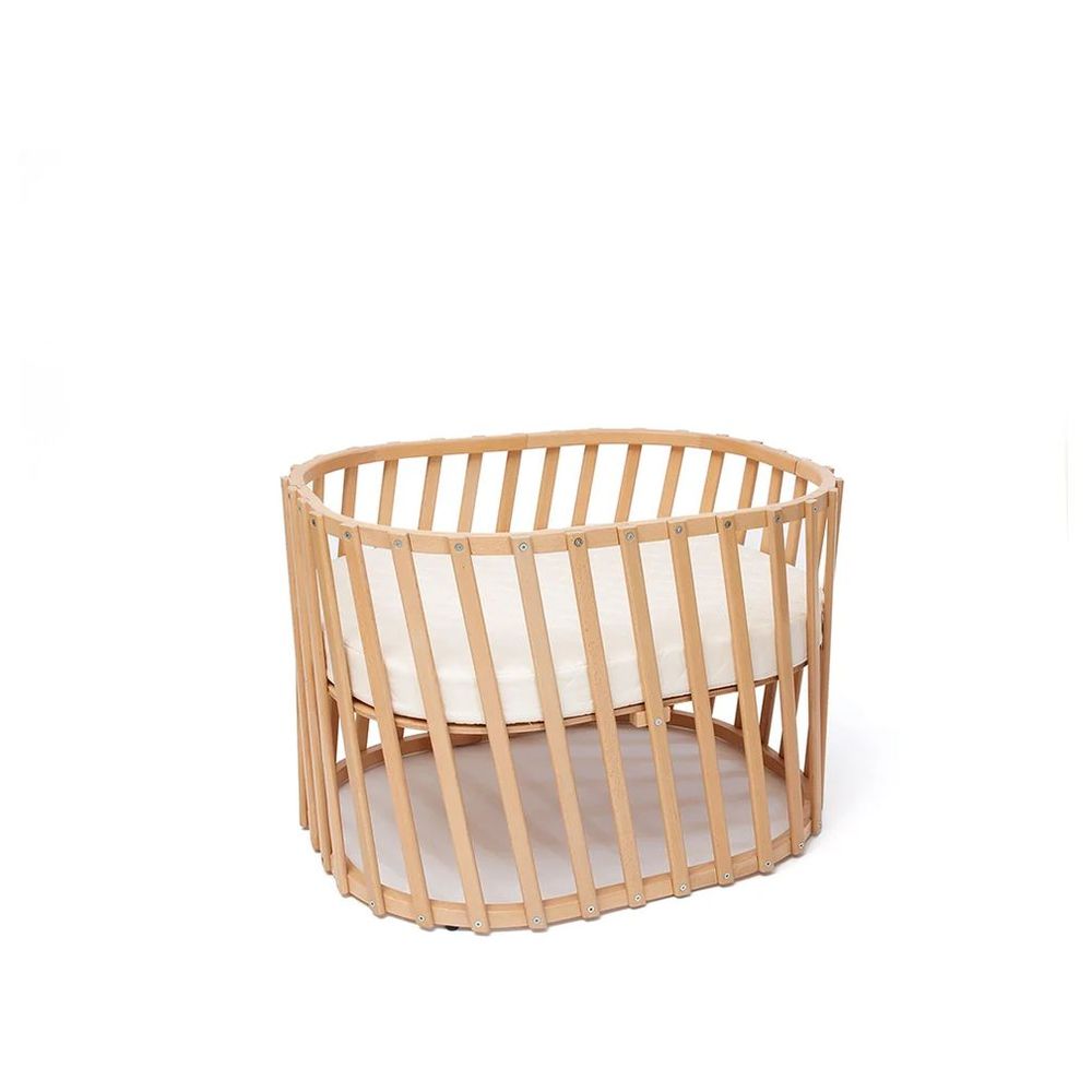 تشارلي كرين - مهد أطفال خشبي قابل للتحويل لوغو مع فرشة - طبيعي