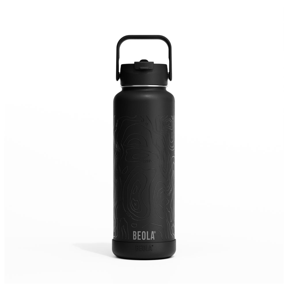 Beola - Vaccum Insulated Water Bottle With 2 Lids - Mountain Black - 1200ml