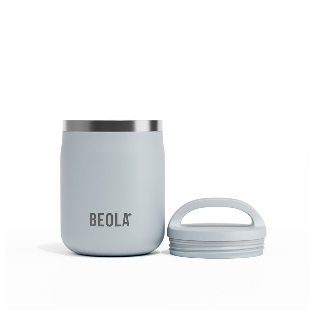 Beola - Insulated Stainless Steel Food Jar Thermos With Snack Container - Ice Blue - 600 ml