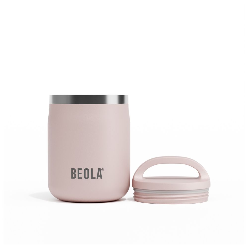 Beola - Insulated Stainless Steel Food Jar Thermos With Snack Container - Blush Pink - 600 ml