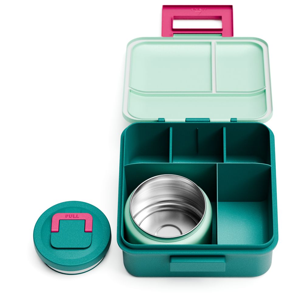 Beola - 5 Compartment Bento Lunch Box With Food Jar - Ever Blooming - 240 ml