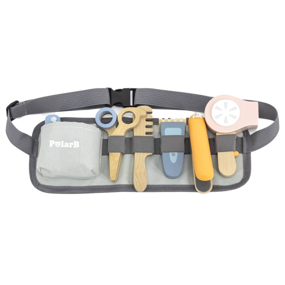PolarB - Wooden Hair Dressing Set - Adjustable Belt Scissors Comb Dryer