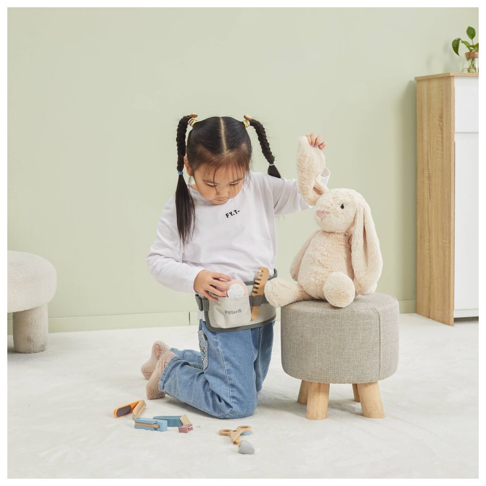 PolarB - Wooden Hair Dressing Set - Adjustable Belt Scissors Comb Dryer