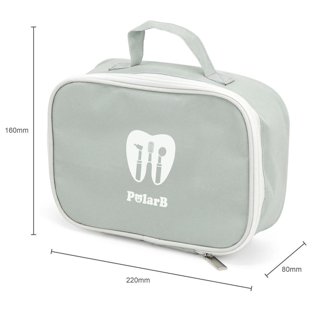 PolarB - Wooden Dentist Roleplay Set with Removable Teeth Dental Tools Carrying Case