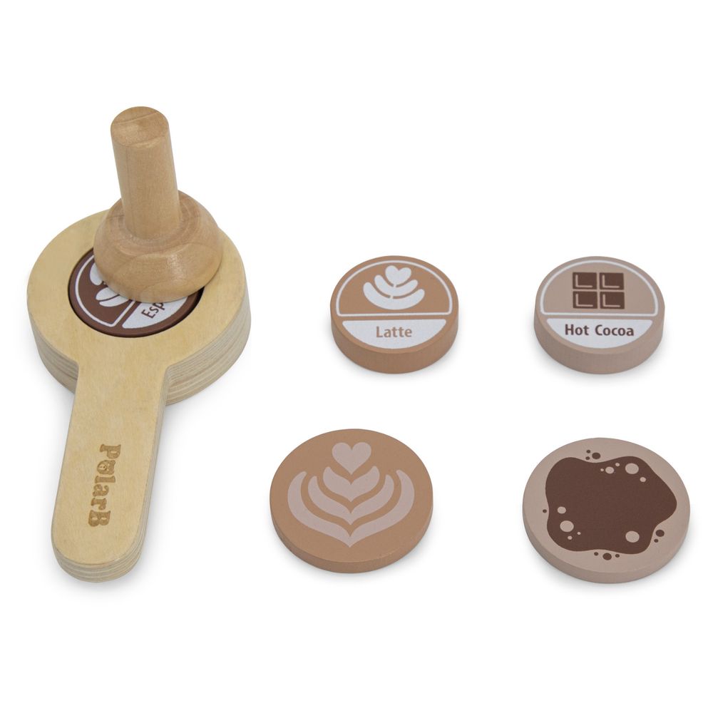 Viga - Wooden Coffee Machine Pretend Play Cafe Set with Cup Saucer Pods Accessories