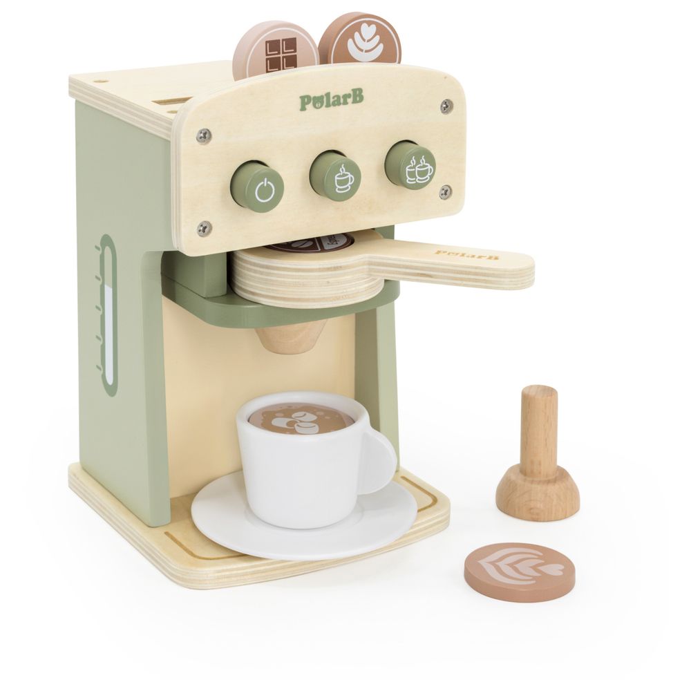 Viga - Wooden Coffee Machine Pretend Play Cafe Set with Cup Saucer Pods Accessories