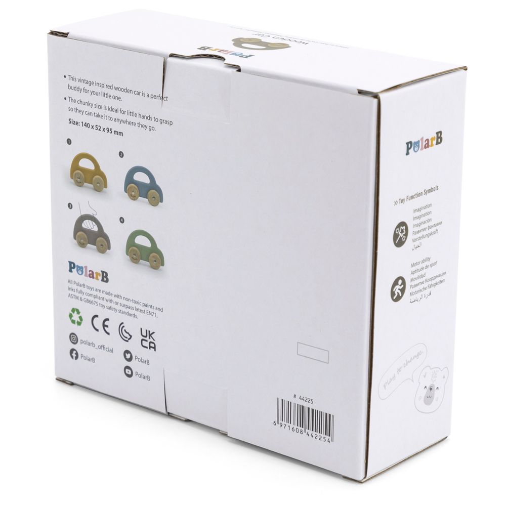 Viga - Wooden Push & Pull Car Toy Montessori Natural Wood Smooth Wheels - Brown