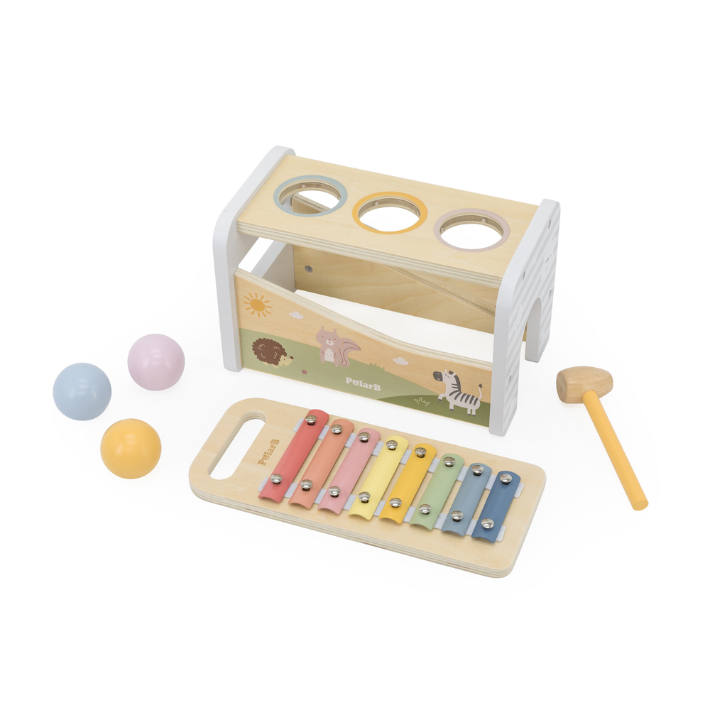 بولار بي - لعبة الطرق الخشبية مع إكسيليفون موسيقي 2 في 1