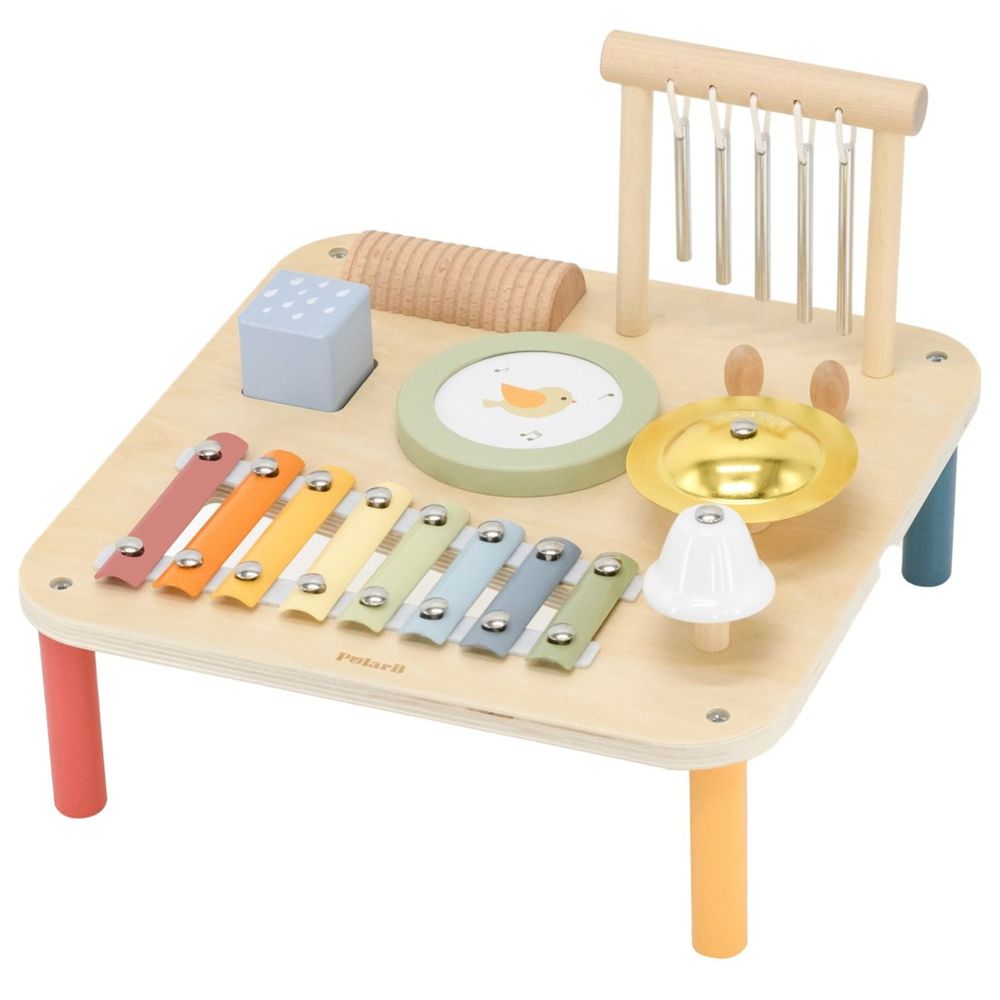 PolarB - Wooden Musical Activity Table Multi-Instrument Toy Xylophone Drum Gong