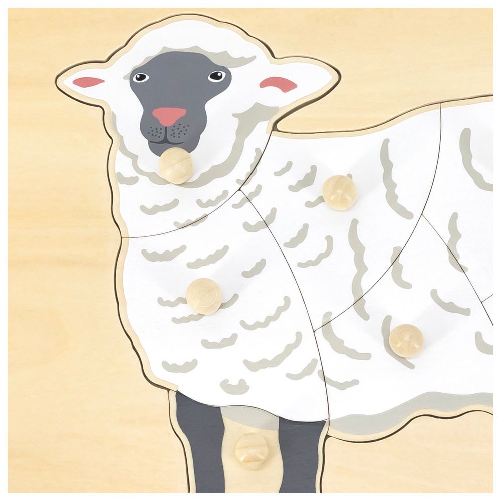 فيجا - حيوانات مزرعة الأغنام - لعبة أحجية خشبية مونتيسوري مكونة من 9 قطع لتنمية المهارات