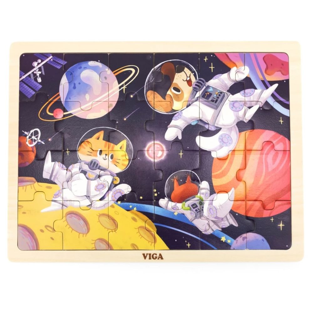 فيجا - أحجية الصور المقطوعة لمغامرات الفضاء - 24 قطعة - لعبة مونتيسوري الخشبية