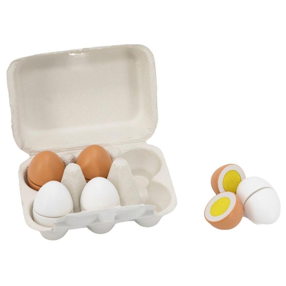 فيجا - مجموعة بيض خشبي للتقطيع - 6 قطع - طعام للعب التخيلي مع كرتون