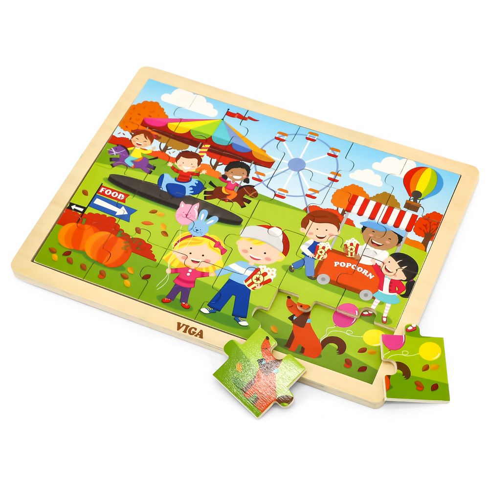فيجا - أحجية تركيب الصور الموسمية الخريفية، لعبة خشبية مونتيسوري - 24 قطعة