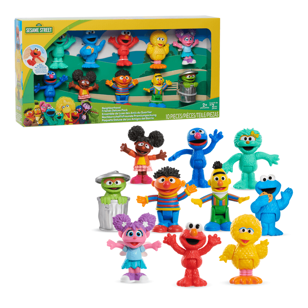 Sesame Street - Neighborhood Friends Action Figures Deluxe Pack - Multicolor - 10 Pcs - 3-Inch