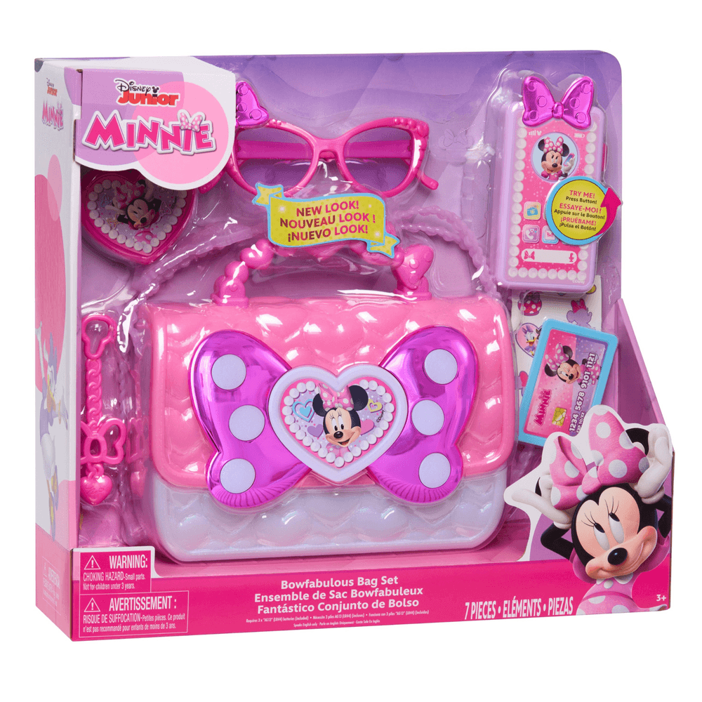 Disney - Minnie Mouse Bowfabulous Bag Set, 7-Piece Dress Up & Pretend Play Toy