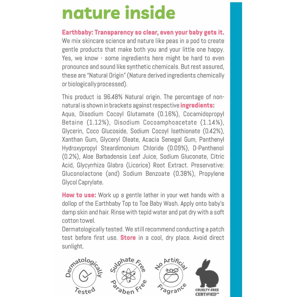 إيرث بيبي - غسول للشعر والجسم من الرأس إلى القدمين لحديثي الولادة - 275 مل
