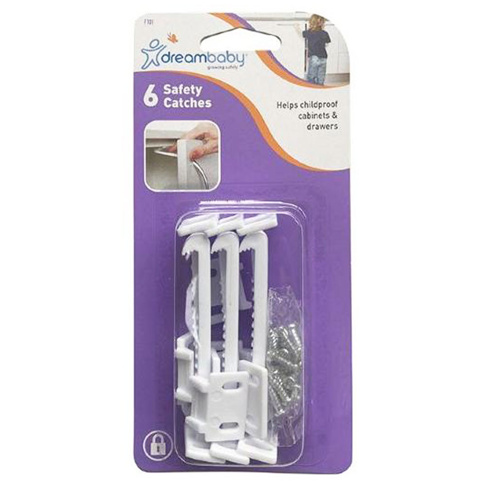 Dreambaby - Safety Catches Self-Locking Kit - White - 6 Pcs