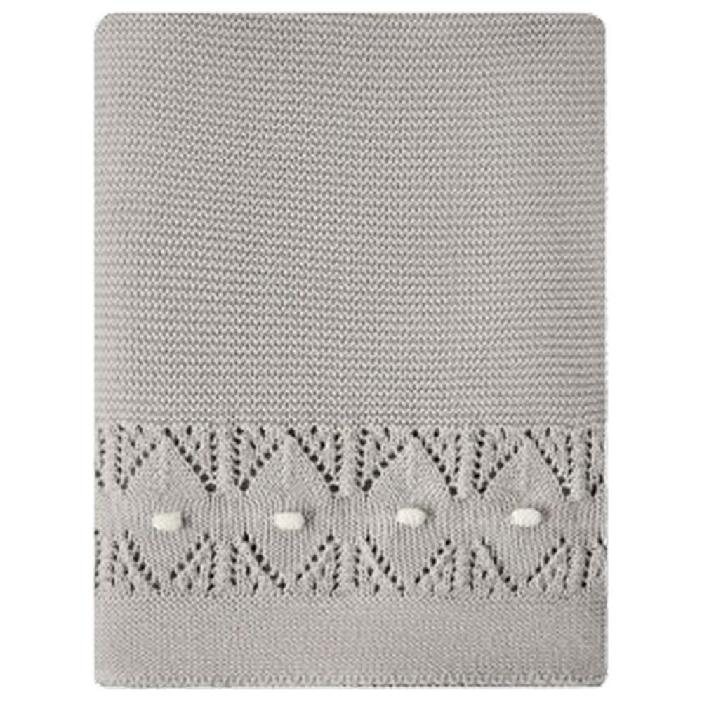 نيني - بطانية محبوكة من قطن عضوي – رمادي ضبابي