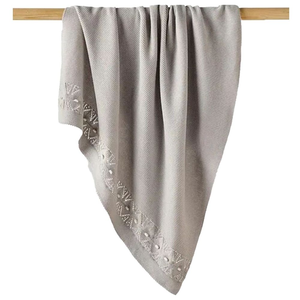 Nini - Baby Organic Cotton Knitted Blanket – Mist Grey
