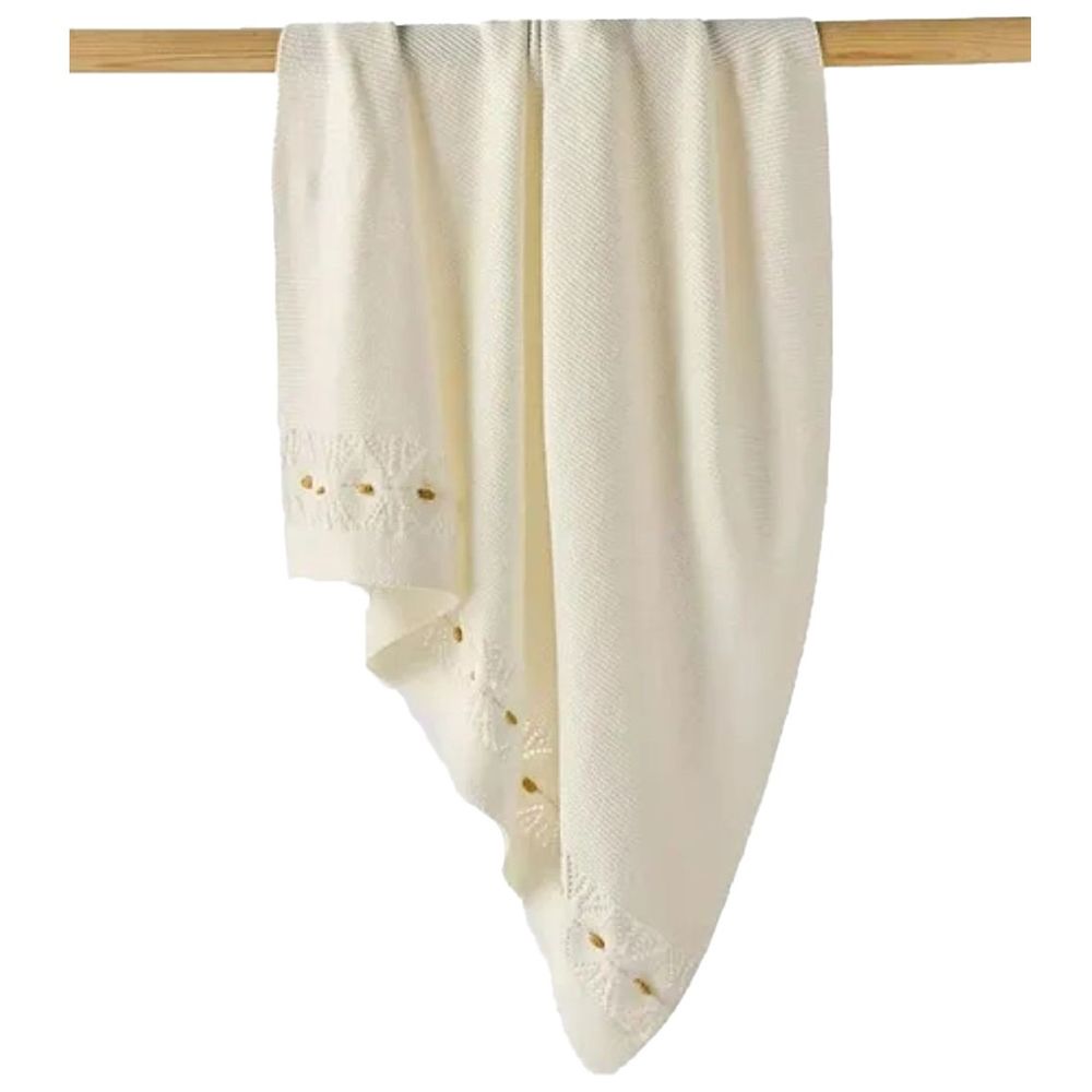 Nini - Baby Organic Cotton Knitted Baby Blanket – Snow White