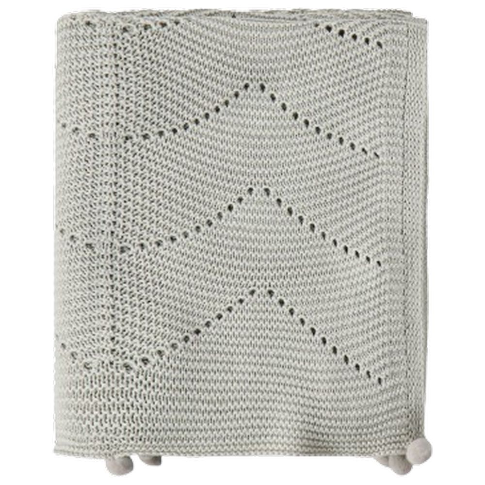 نيني - بطانية أطفال محبوكة من القطن العضوي - رمادي المحار