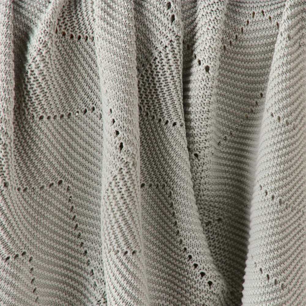 نيني - بطانية أطفال محبوكة من القطن العضوي - رمادي المحار