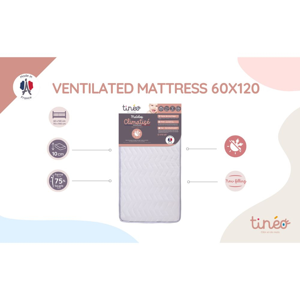 Tineo 2-Side Seasonal Mattress With Removable Cover - 60 x 120cm