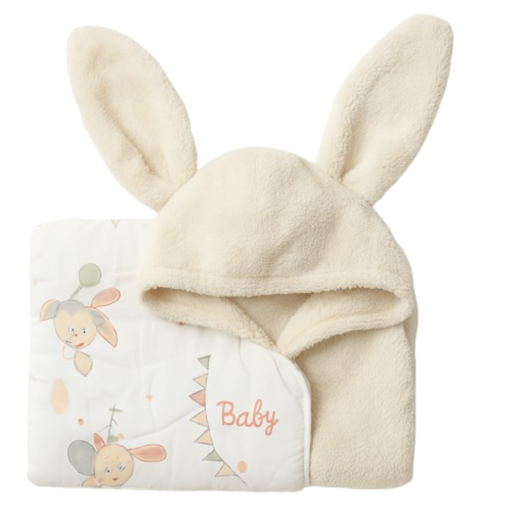 كيندر فالي - منشفة بغطاء أرنب محبب