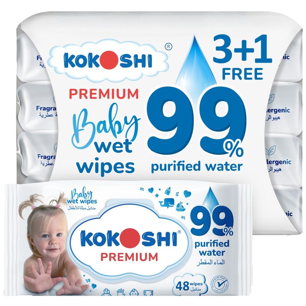 Kokoshi - Premium Baby Wet Wipes - Pack of 4 - 192 Pcs
