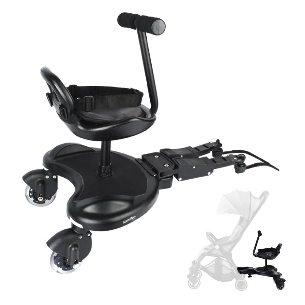 هاملتون- لوح عربية أطفال بعجلات مع مقعد قابل للفصل- اسود