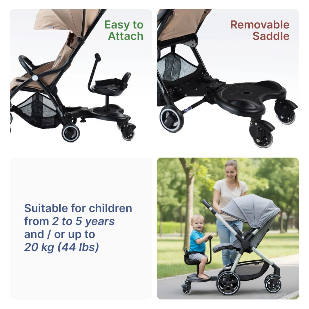 Hamilton - Universal Wheeled Stroller Board with Detachable Seat-Black