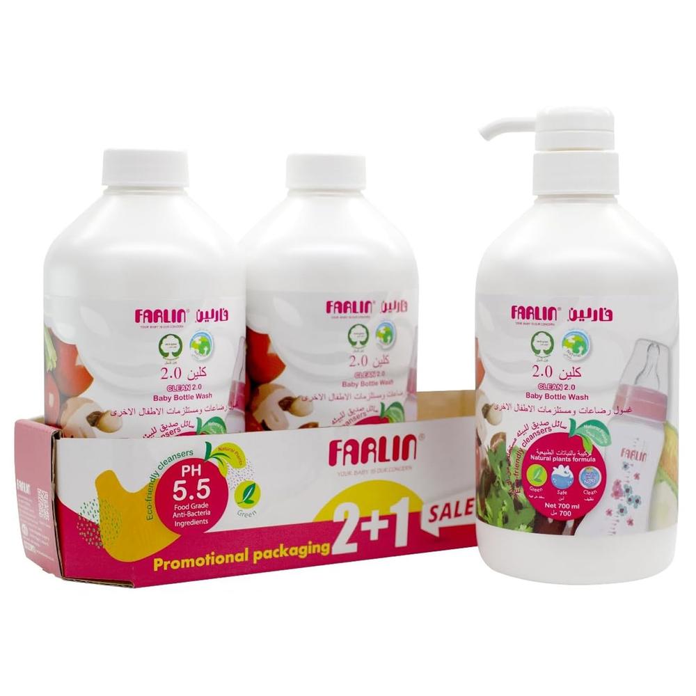 Farlin - Plant Based Natural Baby Bottle Wash - 700ml - 3 Pcs