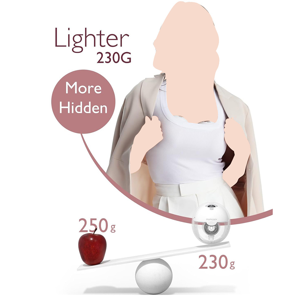 موم كوزي - مضخة ثدي بدون استخدام اليدين مع حمالة صدر للشفط و50 كيسًا لتخزين الحليب