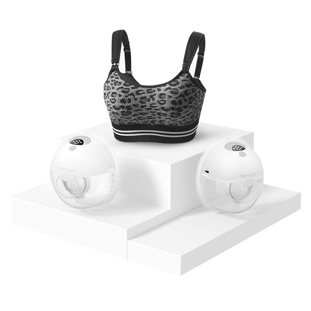 موم كوزي - مضخة ثدي لاسلكية مزدوجة M5 بدون استخدام اليدين وحمالة صدر للشفط 4 في 1