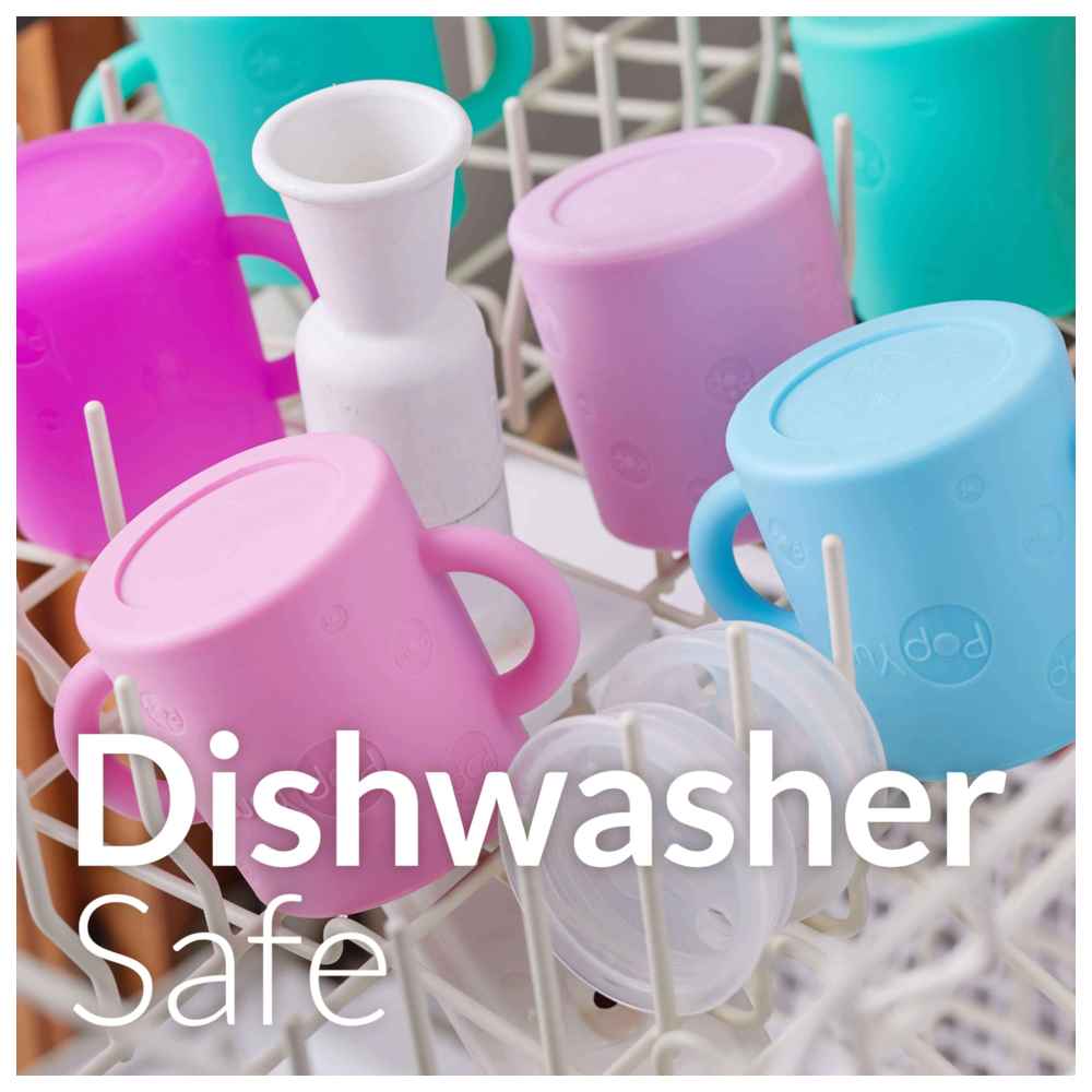 PopYum - Silicone Training Cup w/ Straw & Lid - Purple/Pink - 2 Pcs