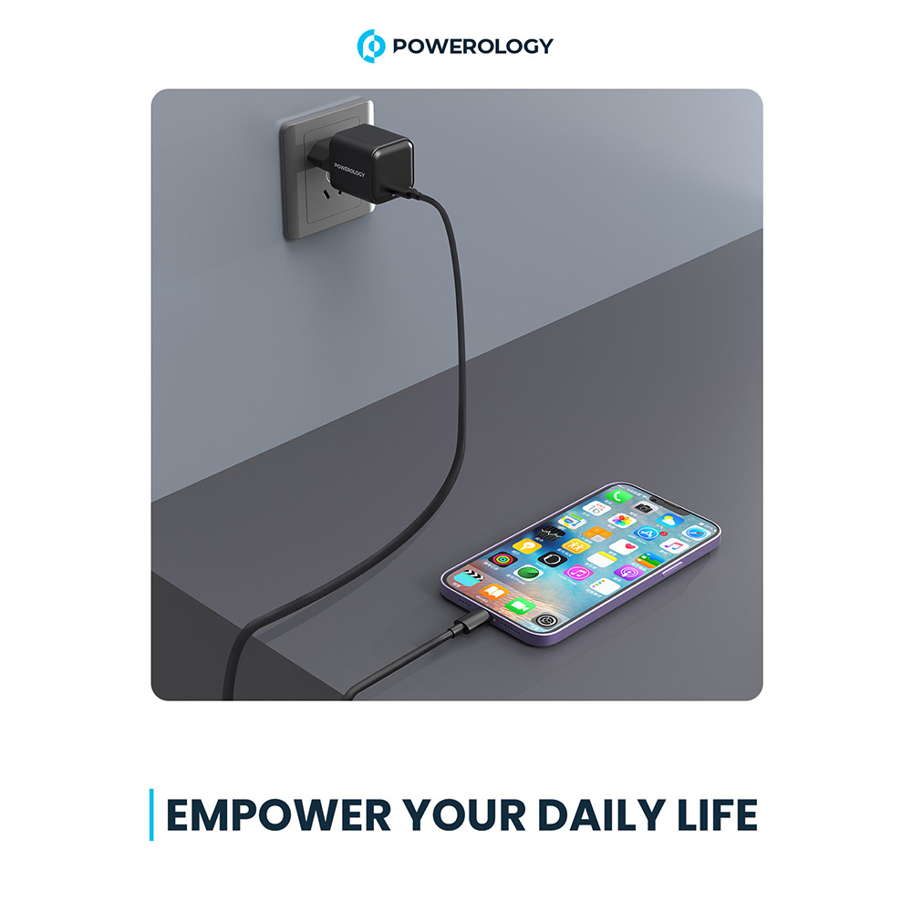 Powerology - Ultra-Quick Gan Charger With EU Plug - Black - 35 W