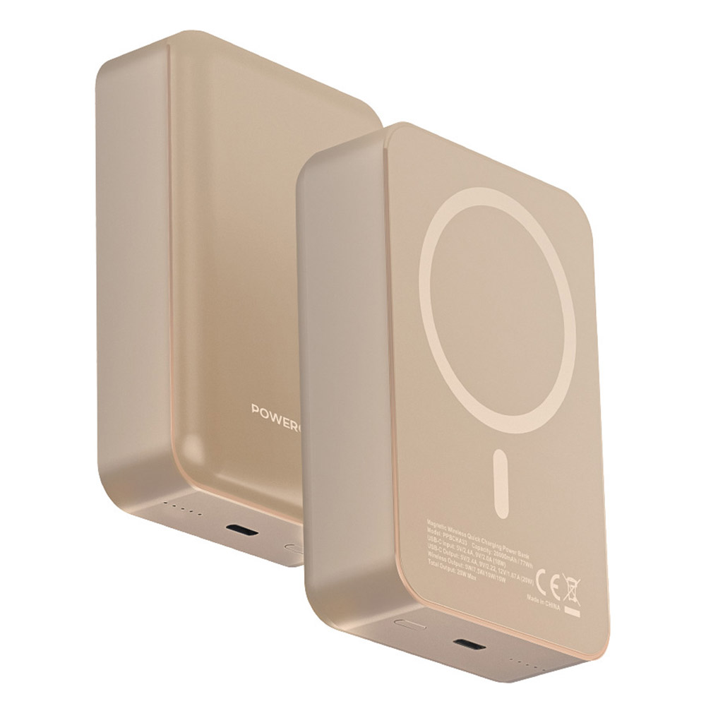 باورولوجي - شاحن متنقل باور بانك ألومنيوم ماج سيف - تيتانيوم صحراوي - 20000 مللي أمبير