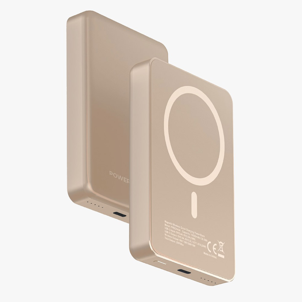 باورولوجي - شاحن متنقل باور بانك ألومنيوم ماج سيف - تيتانيوم صحراوي - 10000 مللي أمبير