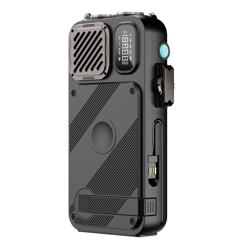 Powerology - Solar Power Bank With FM Radio & Speaker - Black - 16000 mAh