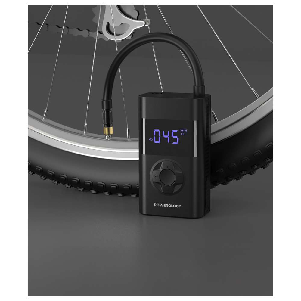 باورولوجي - شاحن متنقل باور بانك مع ضاغط هواء محمول فائق - أسود - 4000 مللي أمبير