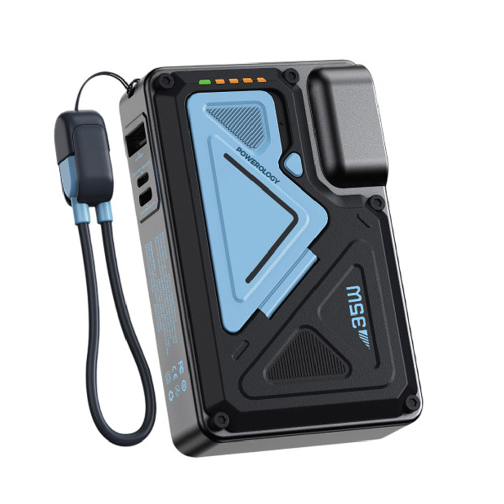 باورولوجي - شاحن متنقل باور بانك ماج سيف مع شاحن جداري - أسود - 10000 مللي أمبير