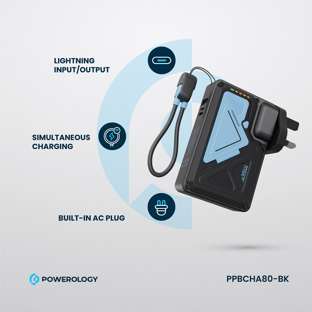 باورولوجي - شاحن متنقل باور بانك ماج سيف مع شاحن جداري - أسود - 10000 مللي أمبير