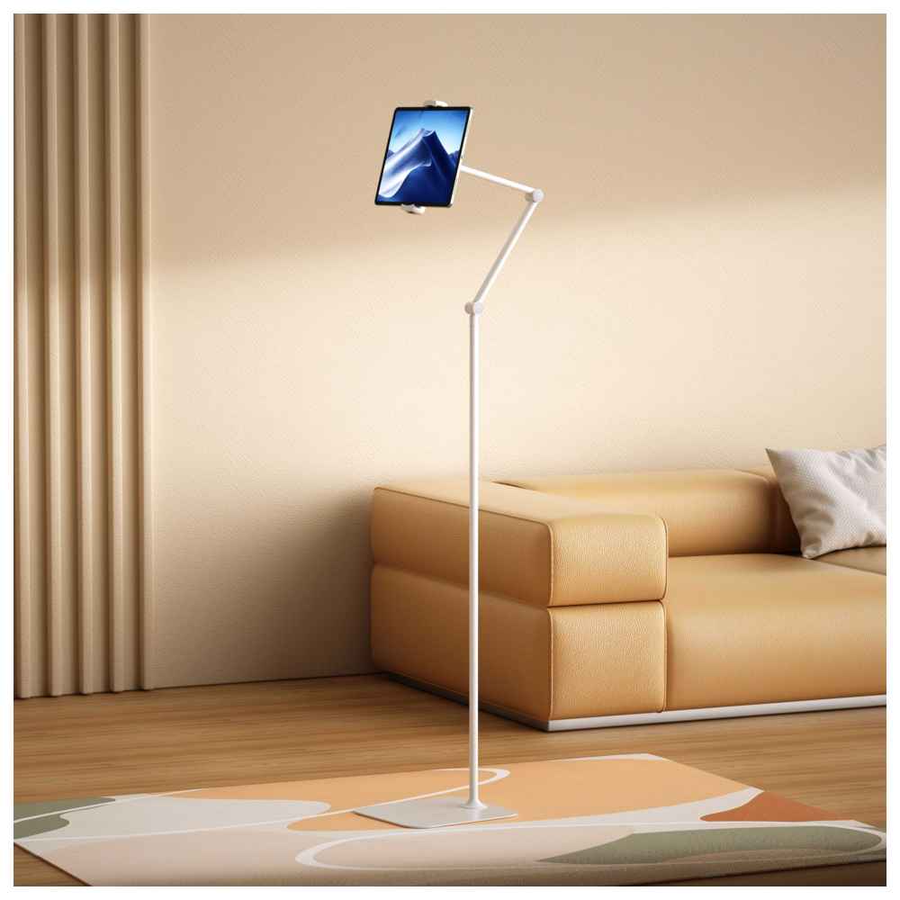 باورولوجي - حامل جهاز لوحي دوار وقابل للتعديل 360 درجة - أبيض