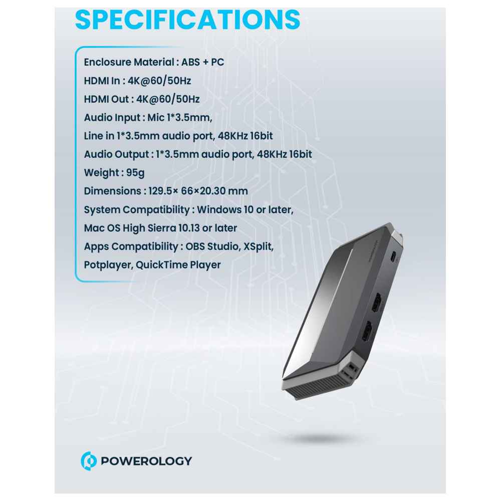 باورولوجي - بطاقة التقاط صوت وصورة متعددة الأجهزة - أسود